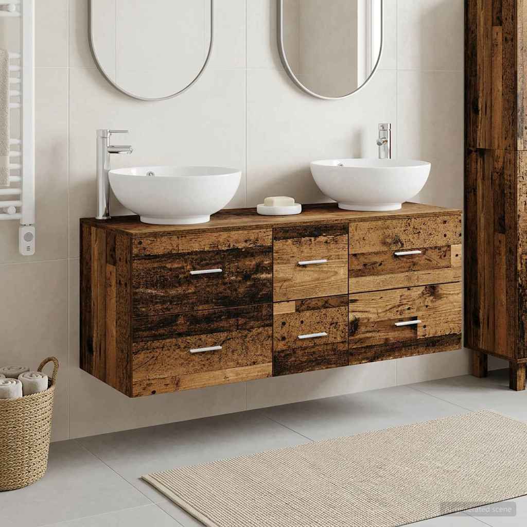 vidaXL Bathroom Furniture Set 3 pcs Old Wood 49.5 x 44.5 x 65 cm