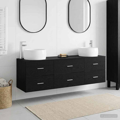 vidaXL Bathroom Furniture Set 3 pcs Black 49.5 x 44.5 x 66 cm