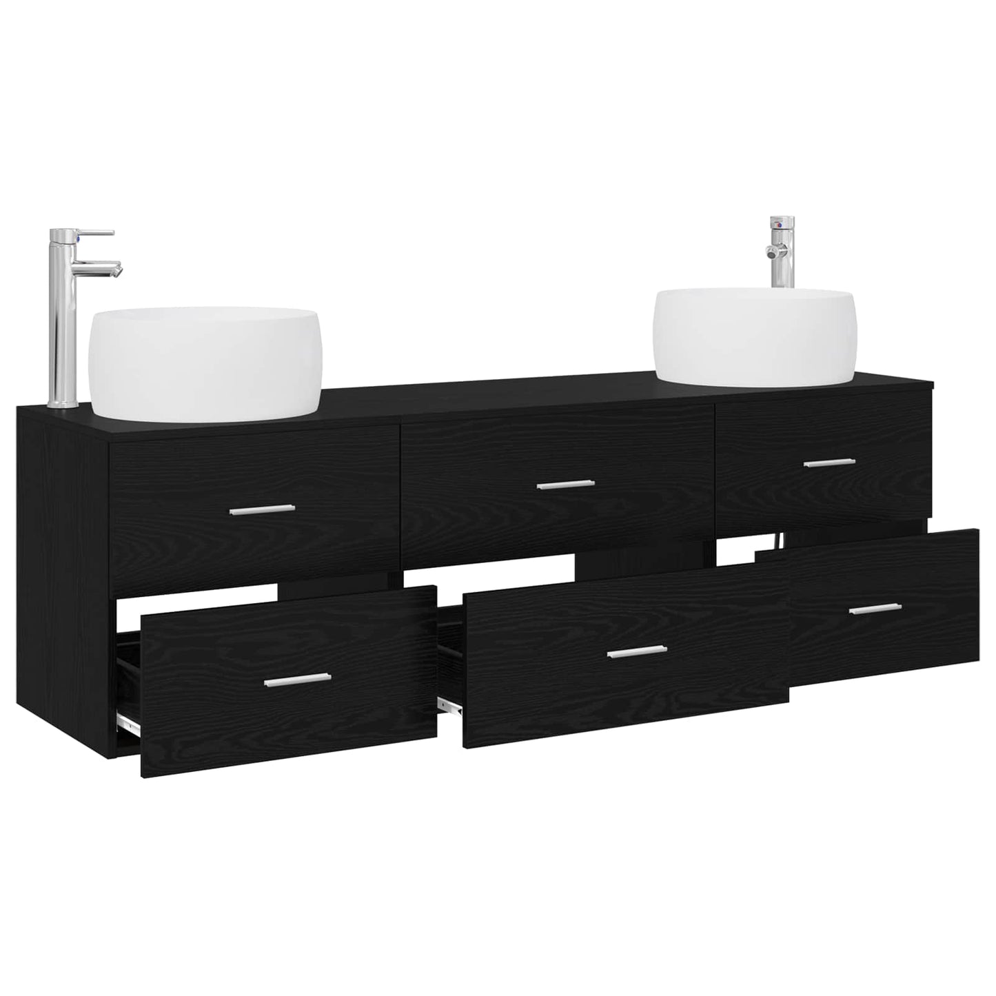 vidaXL Bathroom Furniture Set 3 pcs Black 49.5 x 44.5 x 66 cm