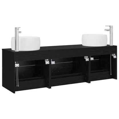 vidaXL Bathroom Furniture Set 3 pcs Black 49.5 x 44.5 x 66 cm