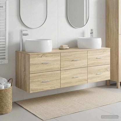vidaXL Bathroom Furniture Set 3 pcs Sonoma Oak 49.5 x 44.5 x 66 cm