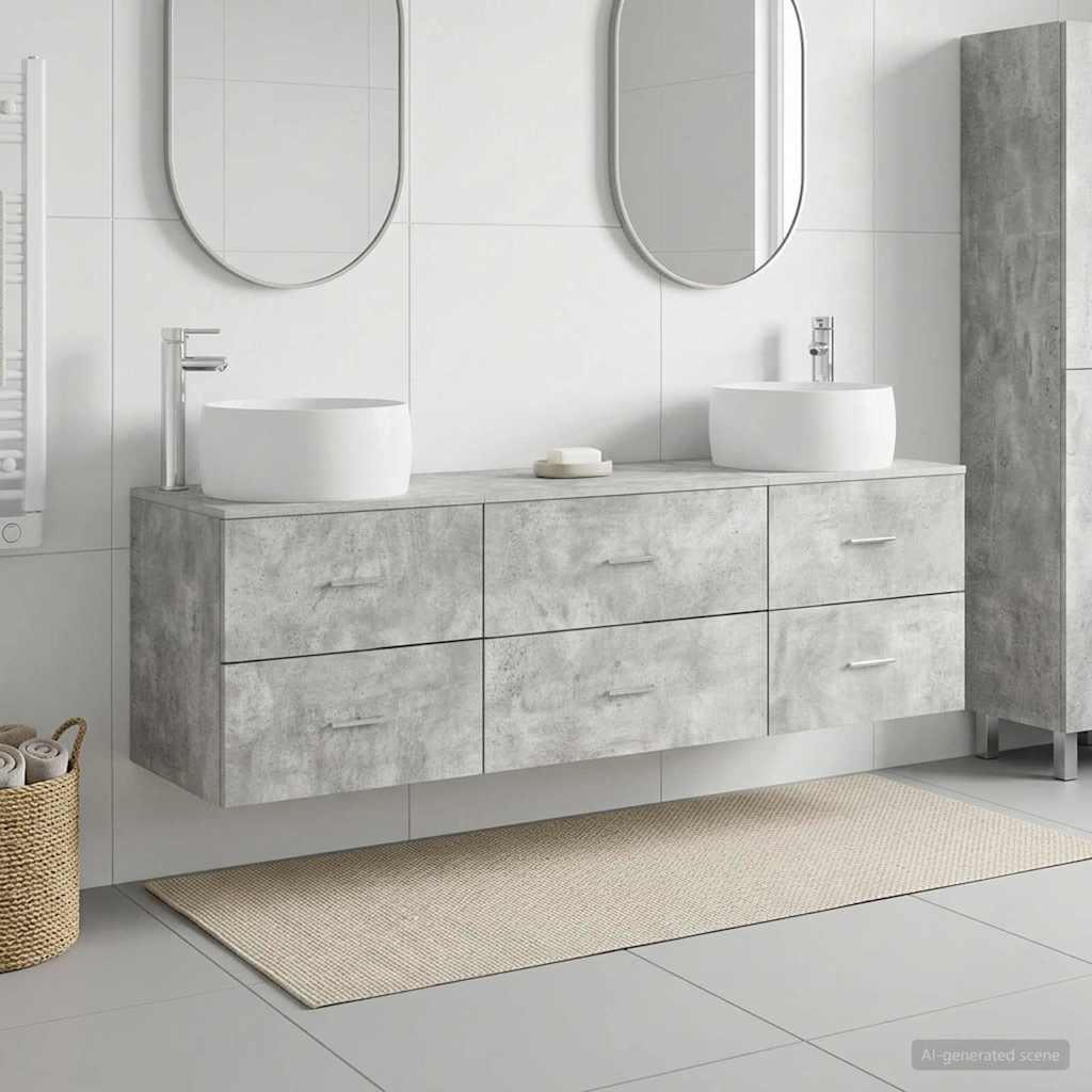 vidaXL Bathroom Furniture Set 3 pcs Concrete Grey 49.5 x 44.5 x 66 cm