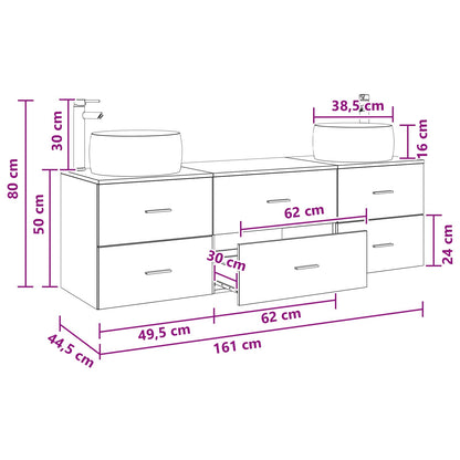 vidaXL Bathroom Furniture Set 3 pcs Concrete Grey 49.5 x 44.5 x 66 cm