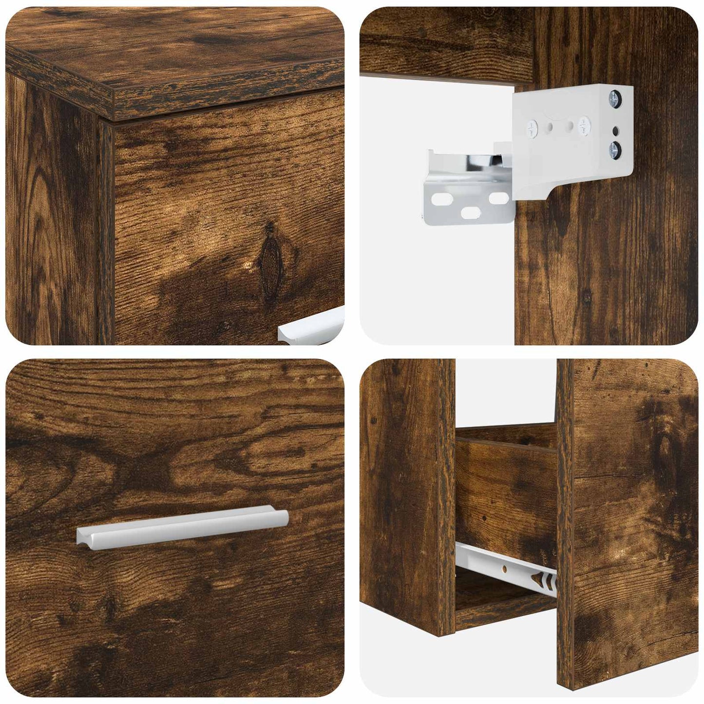 vidaXL Bathroom Furniture Set 3 pcs Smoked Oak 49.5 x 44.5 x 66 cm