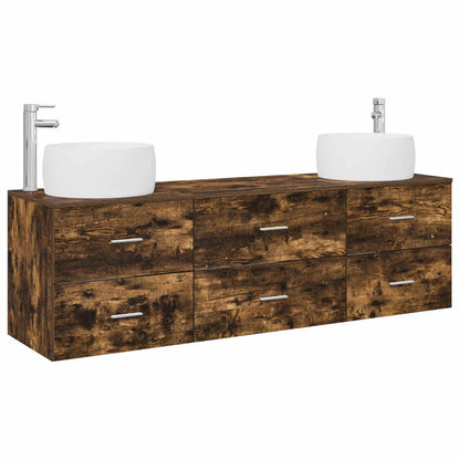 vidaXL Bathroom Furniture Set 3 pcs Smoked Oak 49.5 x 44.5 x 66 cm