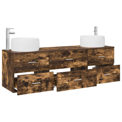 vidaXL Bathroom Furniture Set 3 pcs Smoked Oak 49.5 x 44.5 x 66 cm