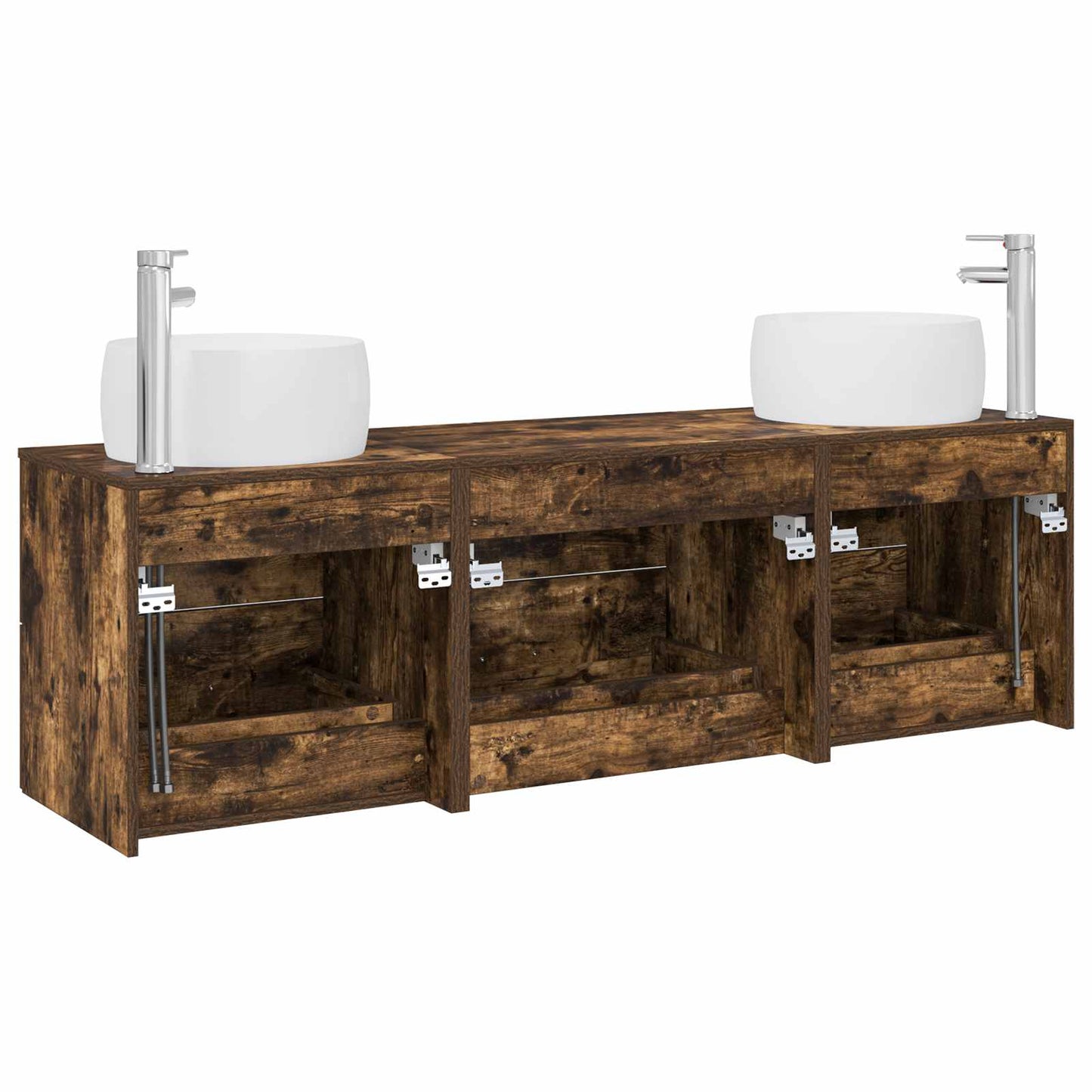 vidaXL Bathroom Furniture Set 3 pcs Smoked Oak 49.5 x 44.5 x 66 cm