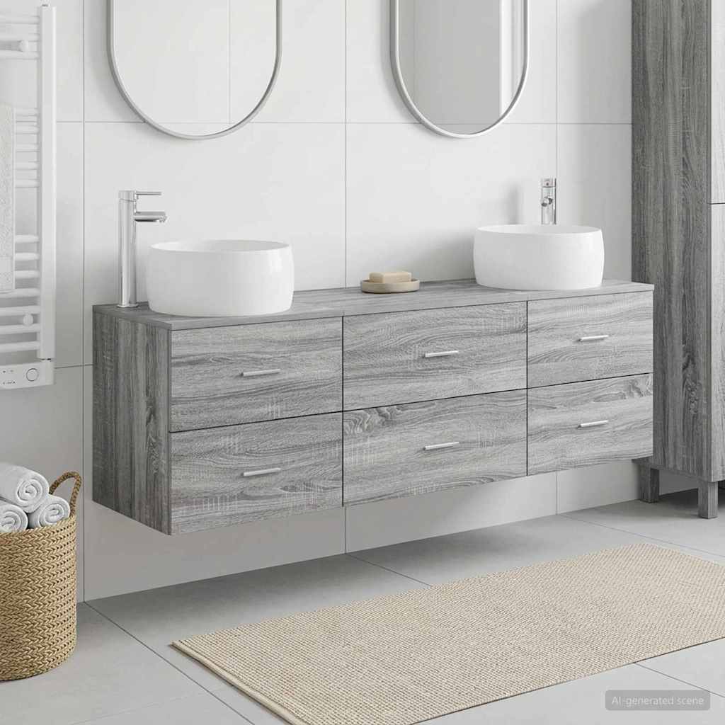 vidaXL Bathroom Furniture Set 3 pcs Grey Sonoma 49.5 x 44.5 x 66 cm