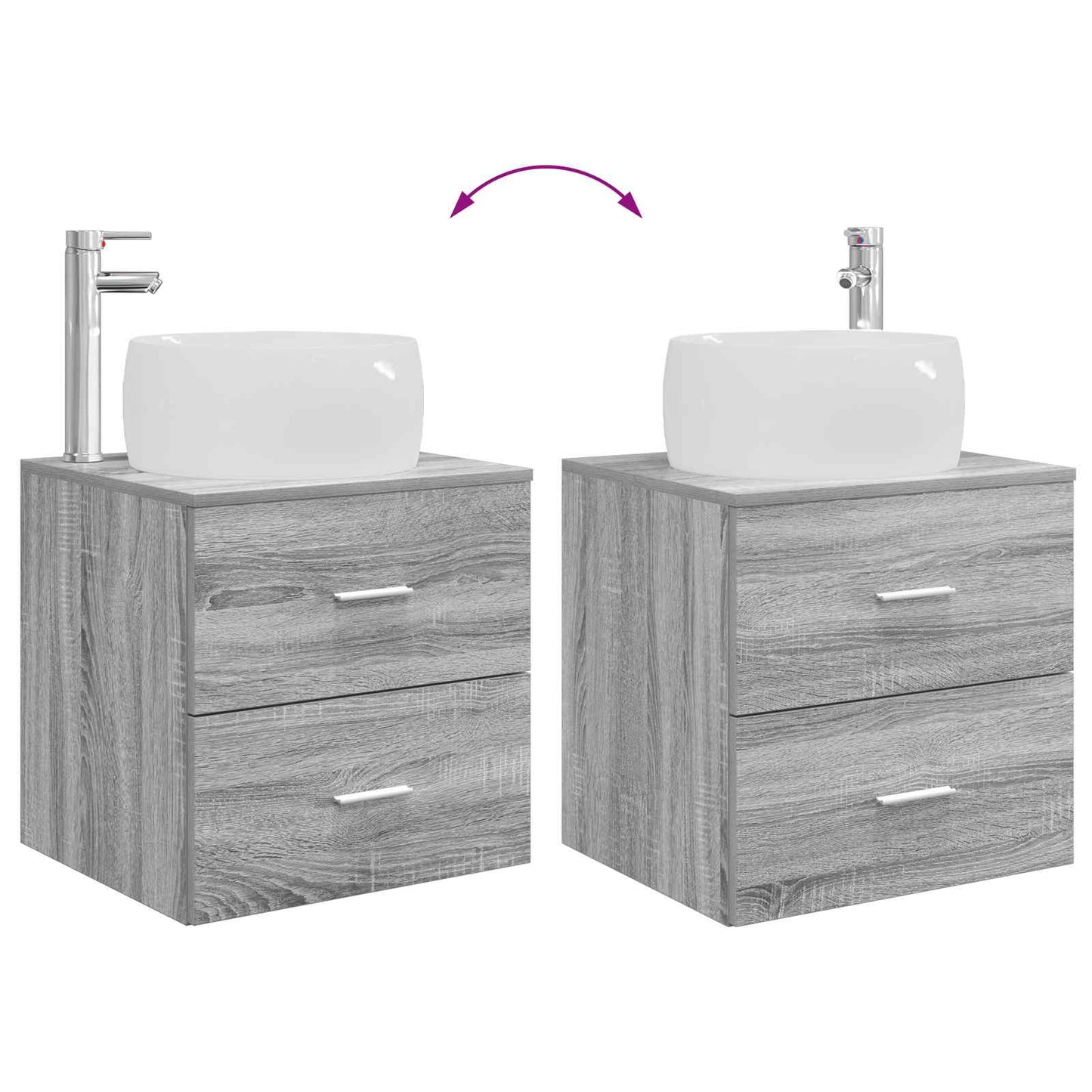 vidaXL Bathroom Furniture Set 3 pcs Grey Sonoma 49.5 x 44.5 x 66 cm