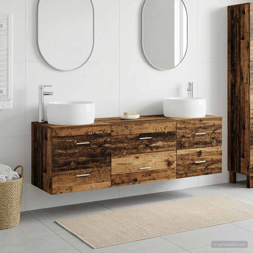 vidaXL Bathroom Furniture Set 3 pcs Old Wood 49.5 x 44.5 x 66 cm