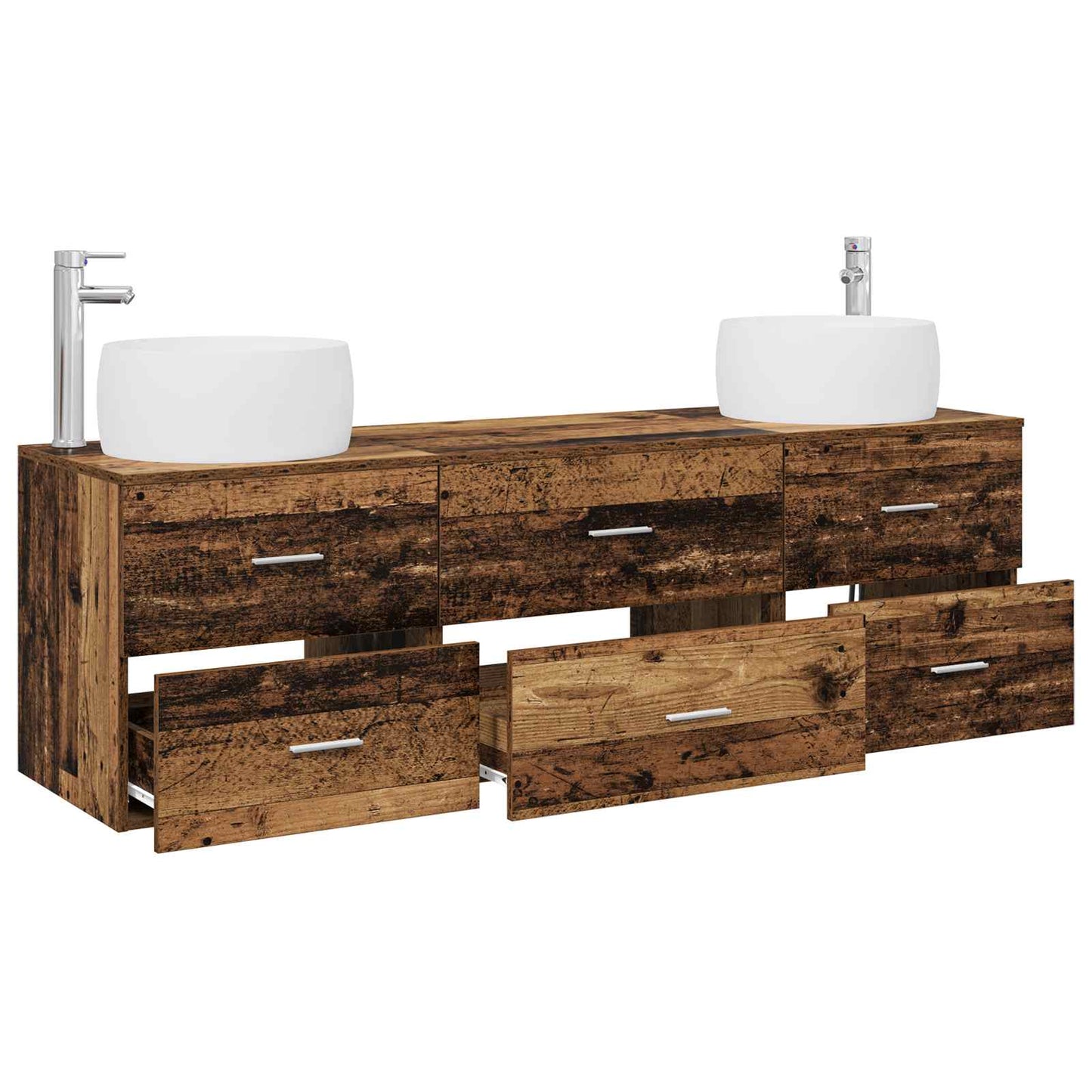vidaXL Bathroom Furniture Set 3 pcs Old Wood 49.5 x 44.5 x 66 cm