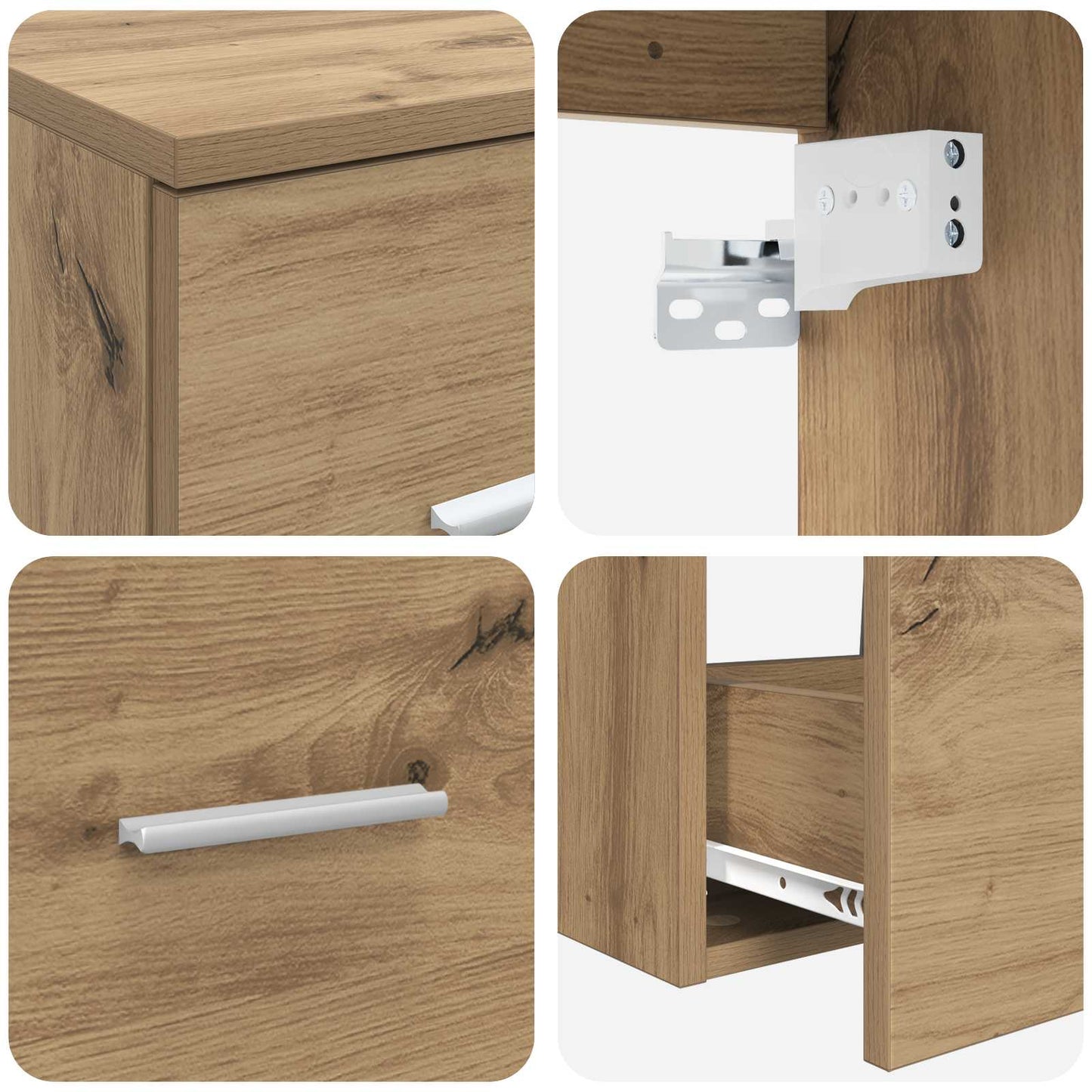 vidaXL Bathroom Furniture Set 3 pcs Artisan Oak 49.5 x 44.5 x 66 cm
