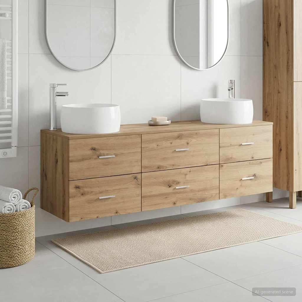 vidaXL Bathroom Furniture Set 3 pcs Artisan Oak 49.5 x 44.5 x 66 cm