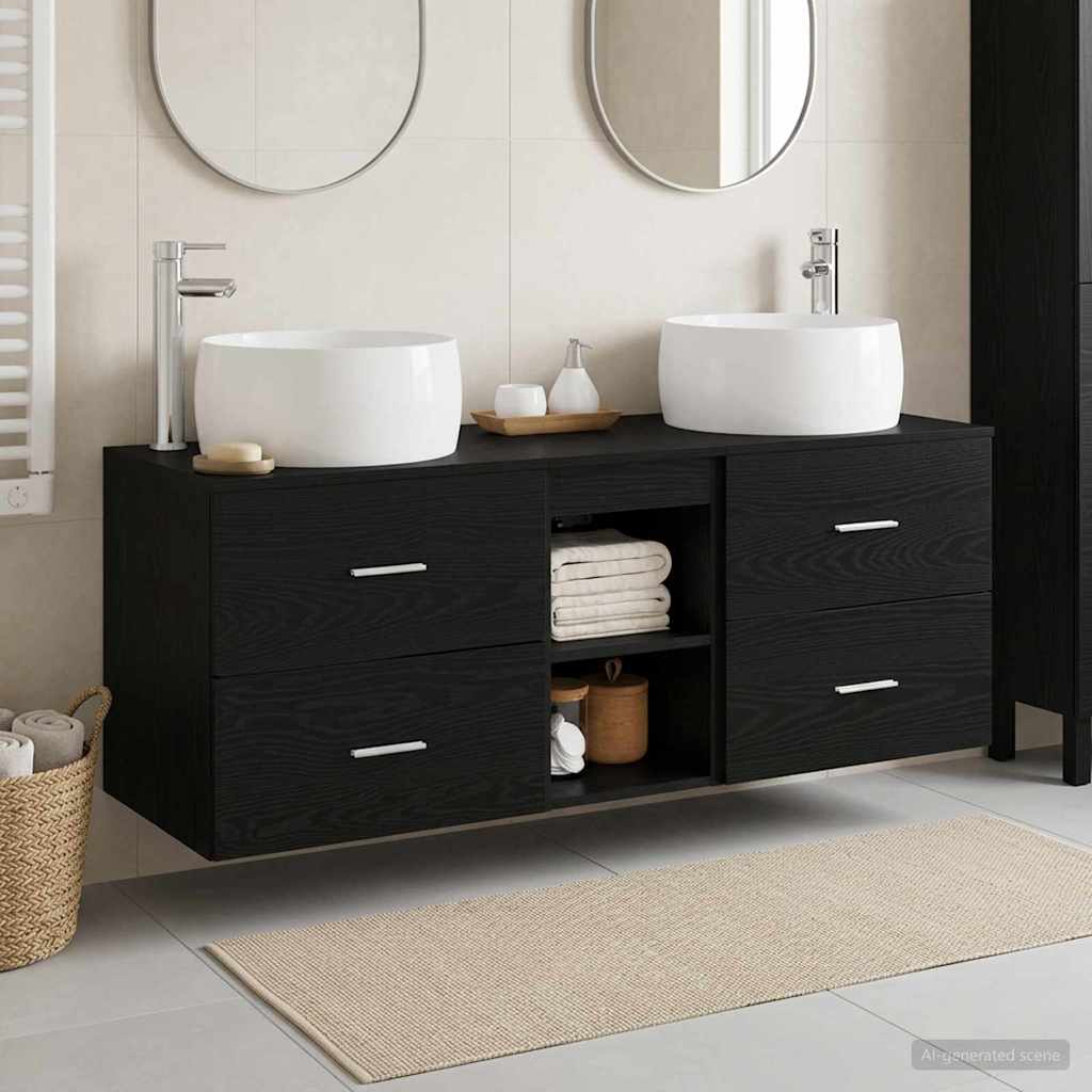 vidaXL Bathroom Furniture Set 3 pcs Black 49.5 x 44.5 x 66 cm