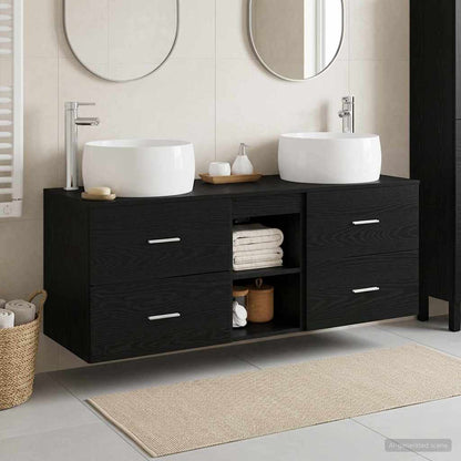 vidaXL Bathroom Furniture Set 3 pcs Black 49.5 x 44.5 x 66 cm