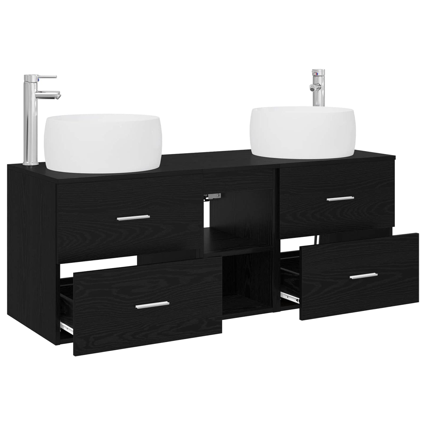 vidaXL Bathroom Furniture Set 3 pcs Black 49.5 x 44.5 x 66 cm