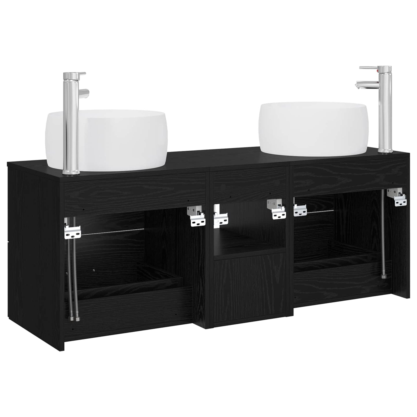 vidaXL Bathroom Furniture Set 3 pcs Black 49.5 x 44.5 x 66 cm