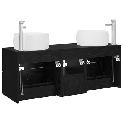 vidaXL Bathroom Furniture Set 3 pcs Black 49.5 x 44.5 x 66 cm