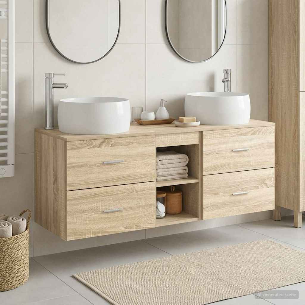 vidaXL Bathroom Furniture Set 3 pcs Sonoma Oak 49.5 x 44.5 x 66 cm