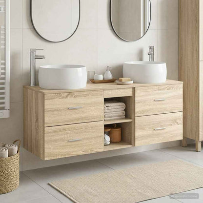 vidaXL Bathroom Furniture Set 3 pcs Sonoma Oak 49.5 x 44.5 x 66 cm