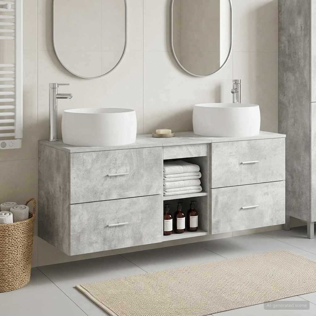 vidaXL Bathroom Furniture Set 3 pcs Concrete Grey 49.5 x 44.5 x 66 cm