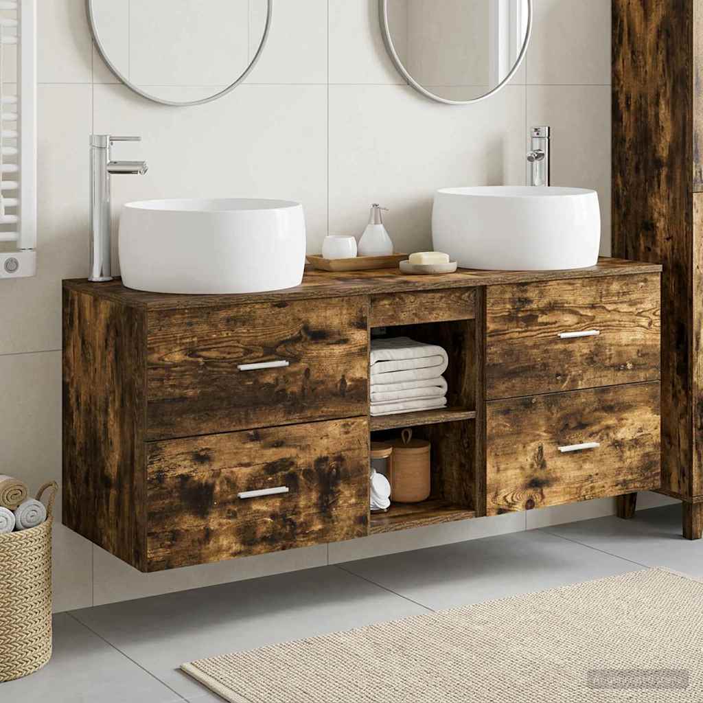vidaXL Bathroom Furniture Set 3 pcs Smoked Oak 49.5 x 44.5 x 66 cm
