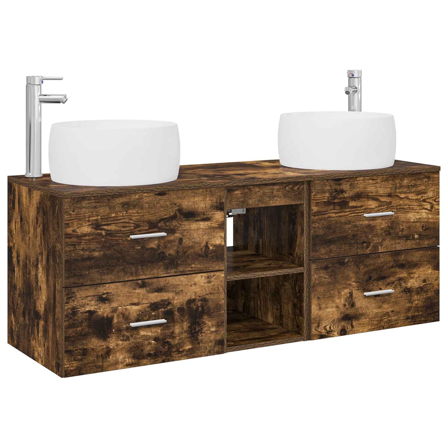 vidaXL Bathroom Furniture Set 3 pcs Smoked Oak 49.5 x 44.5 x 66 cm