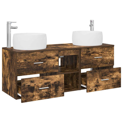 vidaXL Bathroom Furniture Set 3 pcs Smoked Oak 49.5 x 44.5 x 66 cm