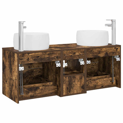 vidaXL Bathroom Furniture Set 3 pcs Smoked Oak 49.5 x 44.5 x 66 cm