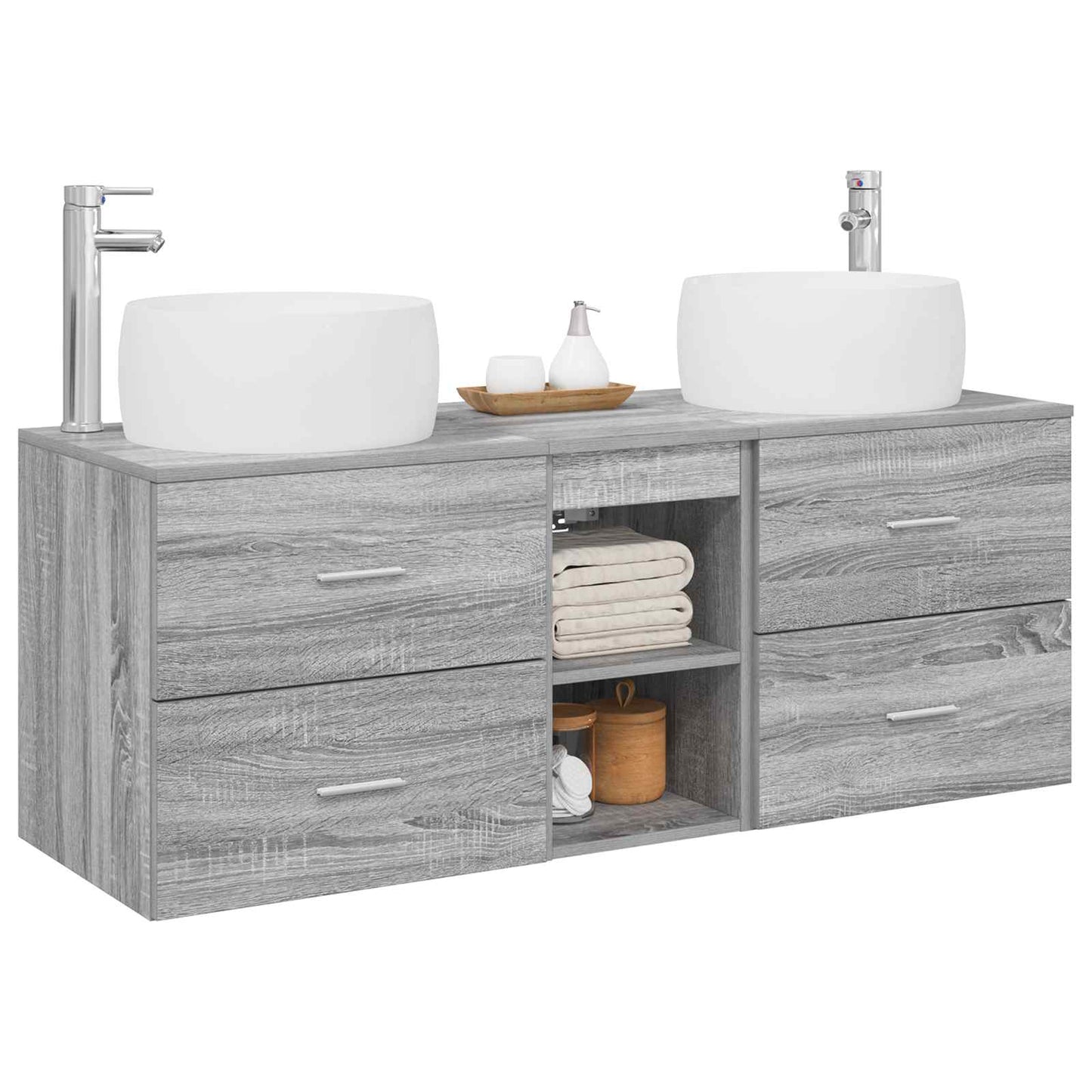 vidaXL Bathroom Furniture Set 3 pcs Grey Sonoma 49.5 x 44.5 x 66 cm