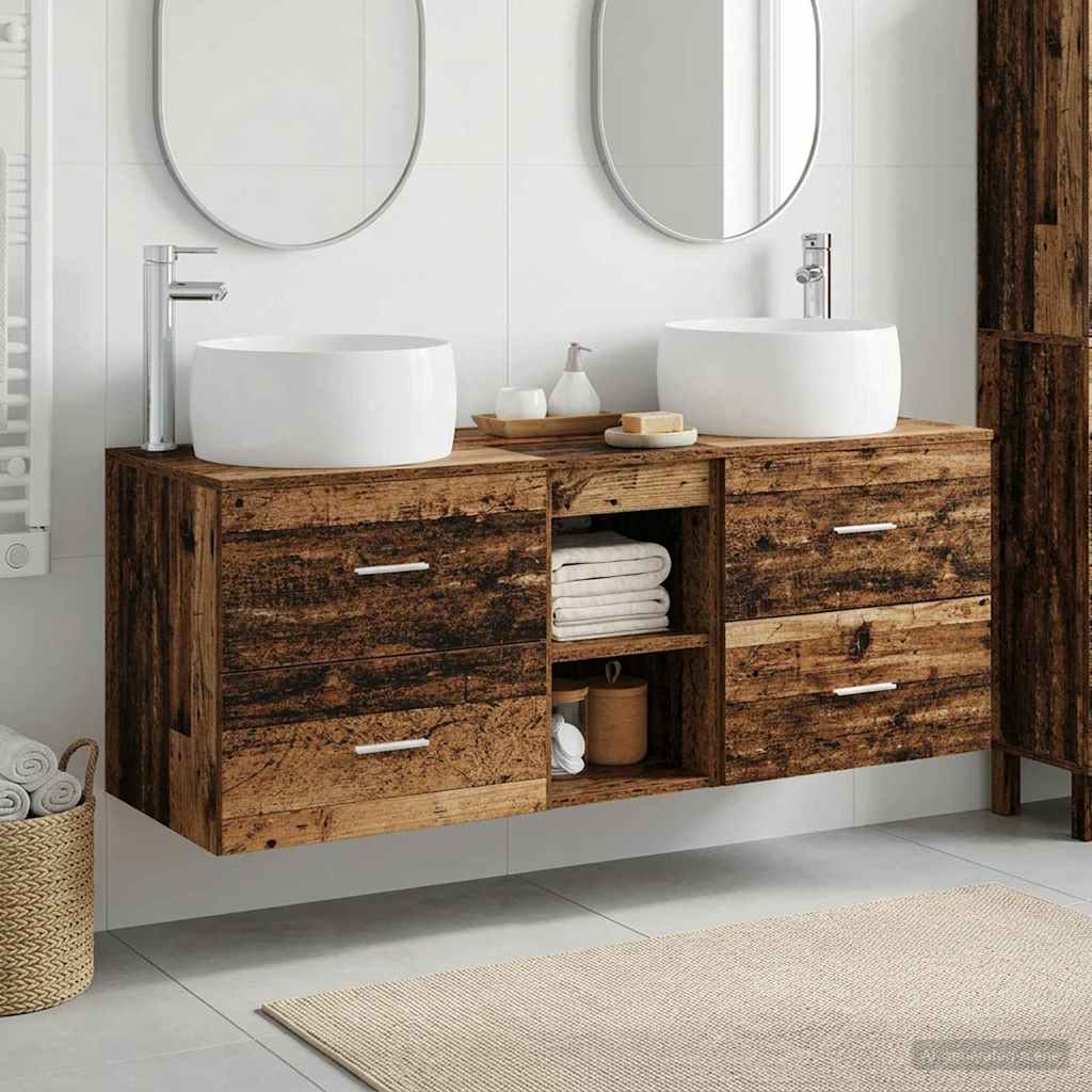 vidaXL Bathroom Furniture Set 3 pcs Old Wood 49.5 x 44.5 x 66 cm