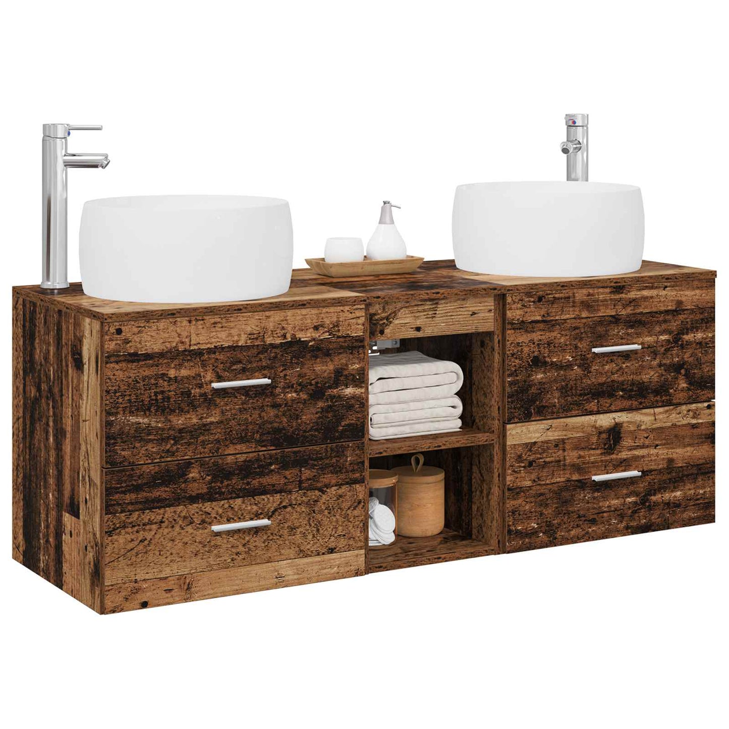 vidaXL Bathroom Furniture Set 3 pcs Old Wood 49.5 x 44.5 x 66 cm