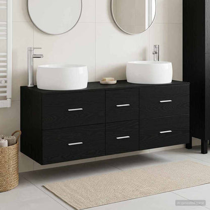 vidaXL Bathroom Furniture Set 3 pcs Black 49.5 x 44.5 x 66 cm