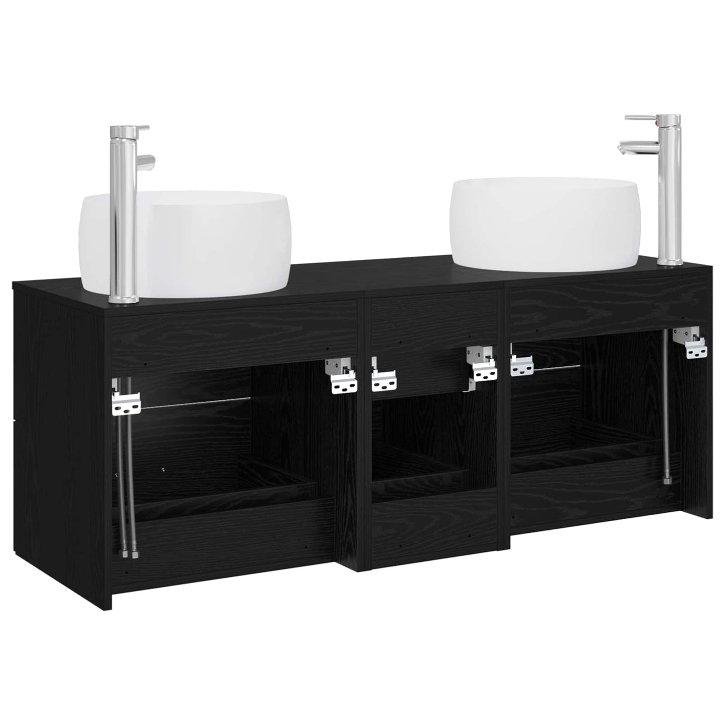 vidaXL Bathroom Furniture Set 3 pcs Black 49.5 x 44.5 x 66 cm