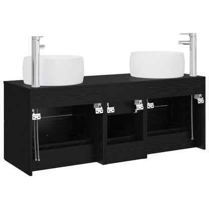 vidaXL Bathroom Furniture Set 3 pcs Black 49.5 x 44.5 x 66 cm