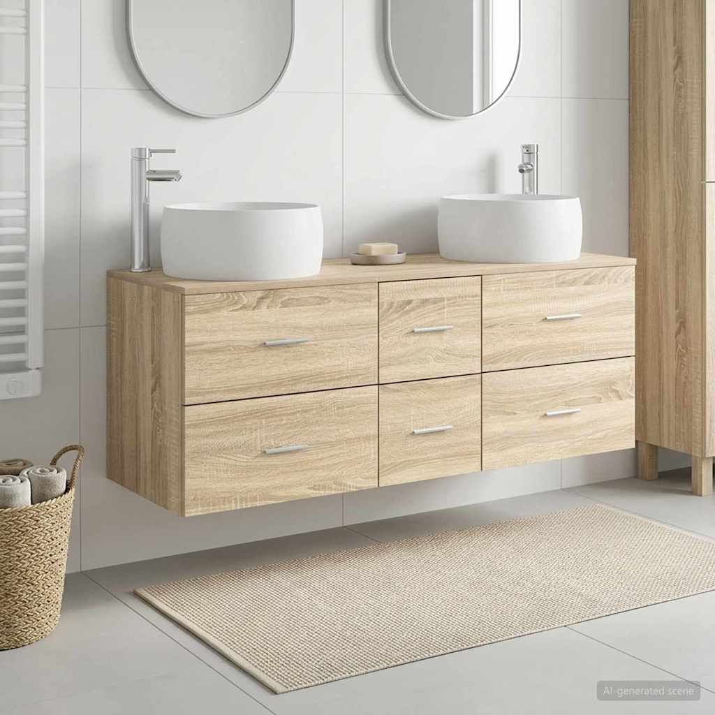 vidaXL Bathroom Furniture Set 3 pcs Sonoma Oak 49.5 x 44.5 x 66 cm