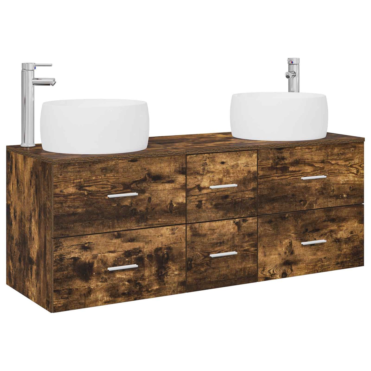 vidaXL Bathroom Furniture Set 3 pcs Smoked Oak 49.5 x 44.5 x 66 cm