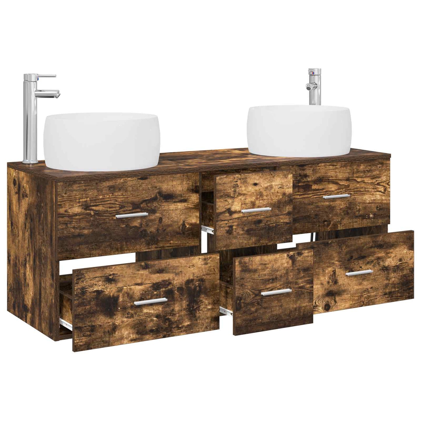 vidaXL Bathroom Furniture Set 3 pcs Smoked Oak 49.5 x 44.5 x 66 cm