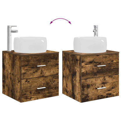 vidaXL Bathroom Furniture Set 3 pcs Smoked Oak 49.5 x 44.5 x 66 cm