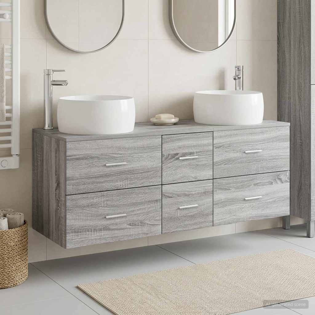 vidaXL Bathroom Furniture Set 3 pcs Grey Sonoma 49.5 x 44.5 x 66 cm