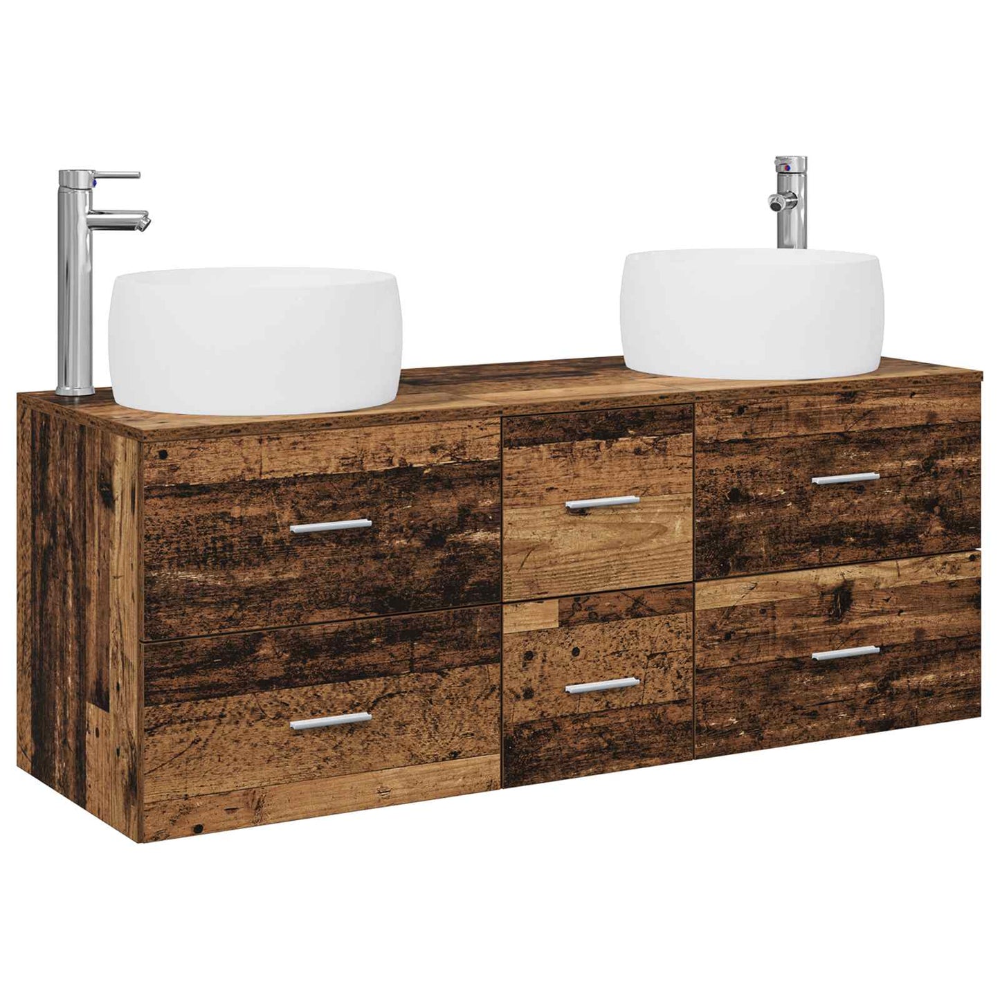 vidaXL Bathroom Furniture Set 3 pcs Old Wood 49.5 x 44.5 x 66 cm