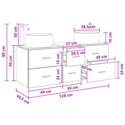 vidaXL Bathroom Furniture Set 3 pcs Old Wood 49.5 x 44.5 x 66 cm