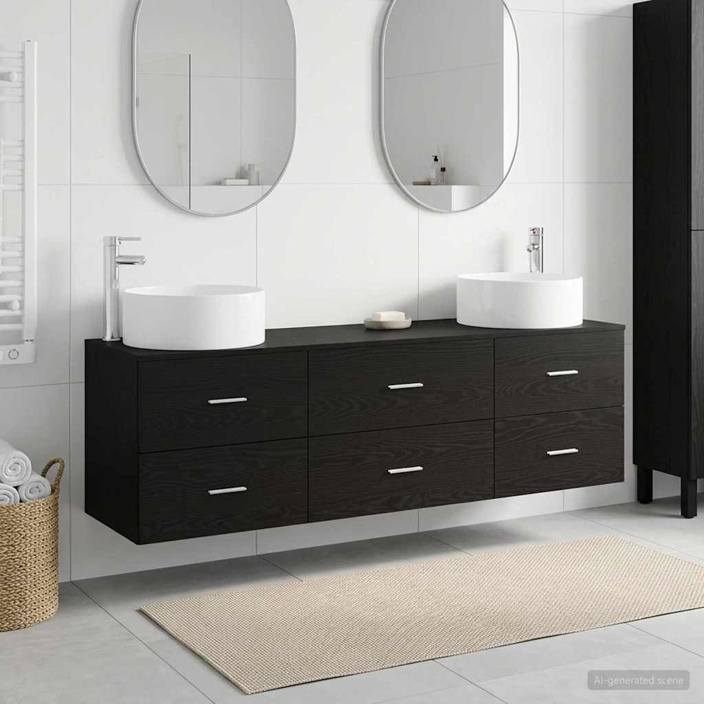 vidaXL Bathroom Furniture Set 3 pcs Black 49.5 x 44.5 x 65.5 cm