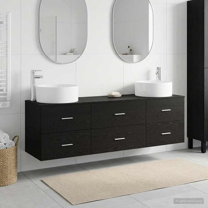 vidaXL Bathroom Furniture Set 3 pcs Black 49.5 x 44.5 x 65.5 cm