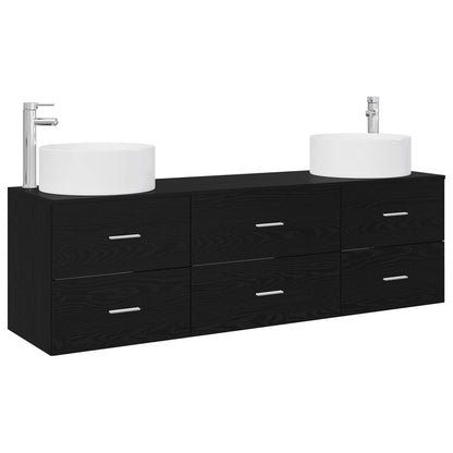 vidaXL Bathroom Furniture Set 3 pcs Black 49.5 x 44.5 x 65.5 cm