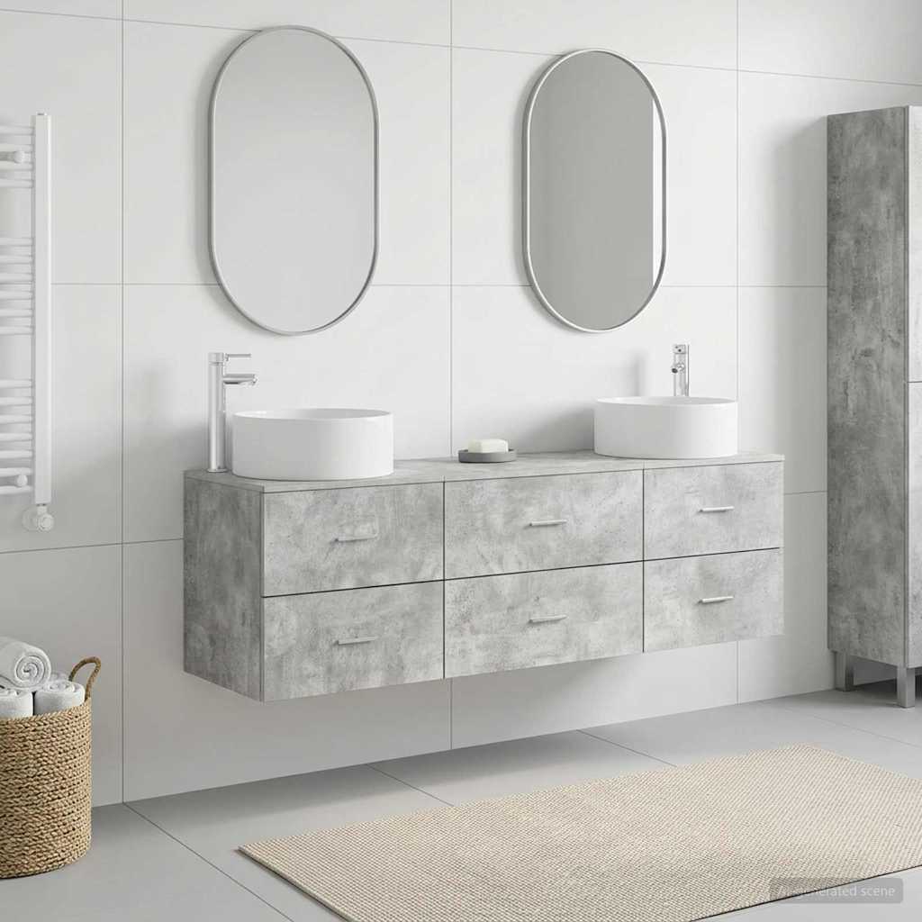 vidaXL Bathroom Furniture Set 3 pcs Concrete Grey