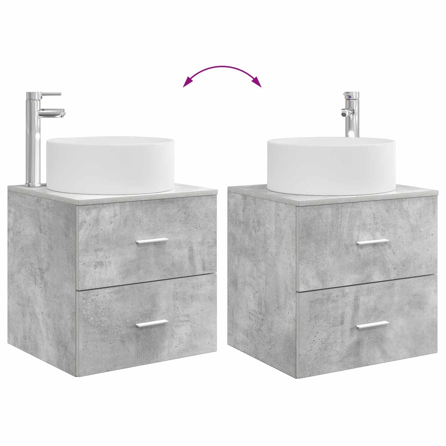 vidaXL Bathroom Furniture Set 3 pcs Concrete Grey