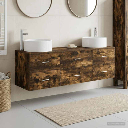 vidaXL Bathroom Furniture Set 3 pcs Smoked Oak 49.5 x 44.5 x 65.5 cm
