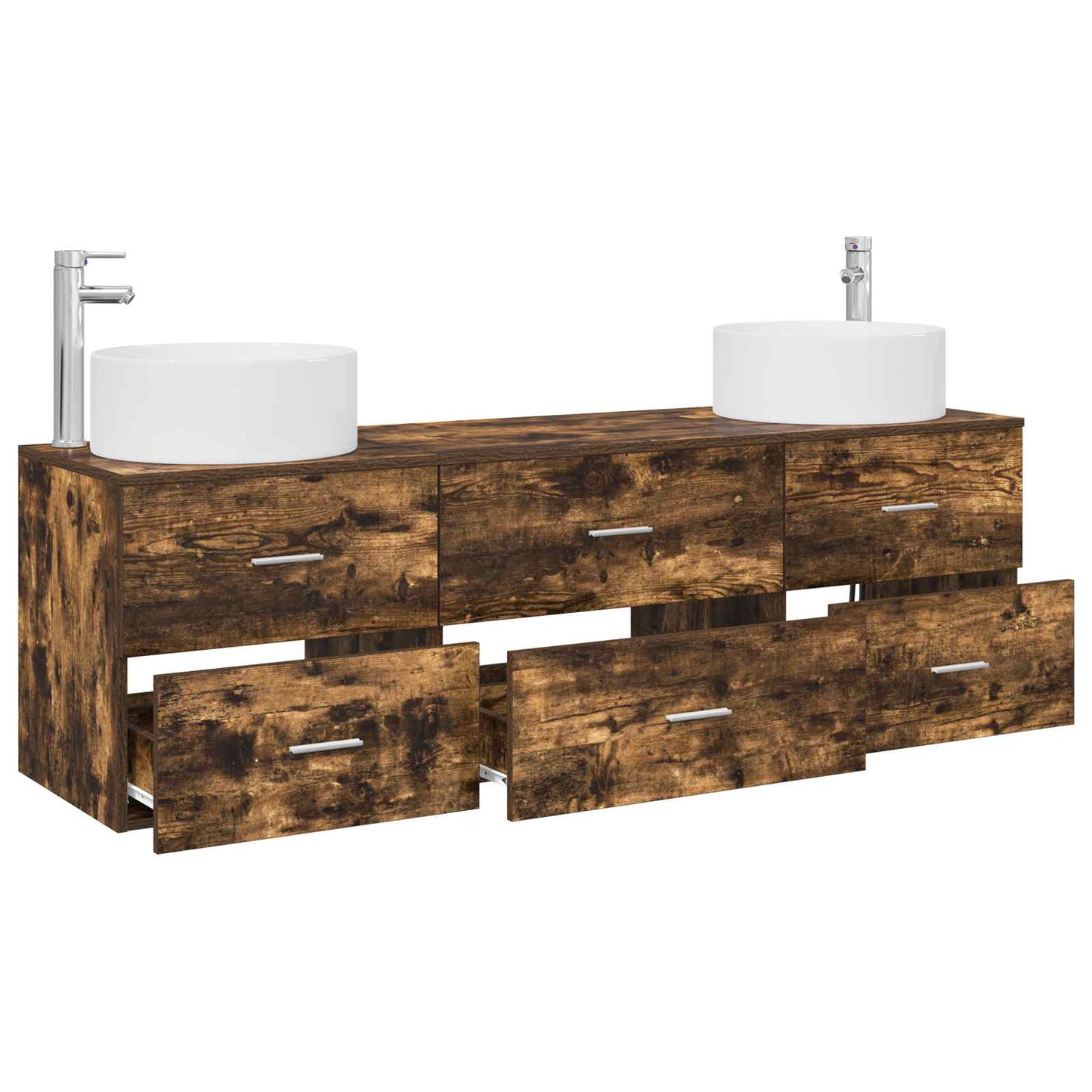 vidaXL Bathroom Furniture Set 3 pcs Smoked Oak 49.5 x 44.5 x 65.5 cm
