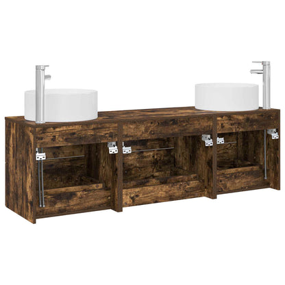 vidaXL Bathroom Furniture Set 3 pcs Smoked Oak 49.5 x 44.5 x 65.5 cm